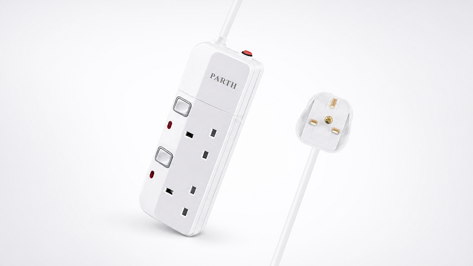 PARTH 3022 white 2-socket extension lead