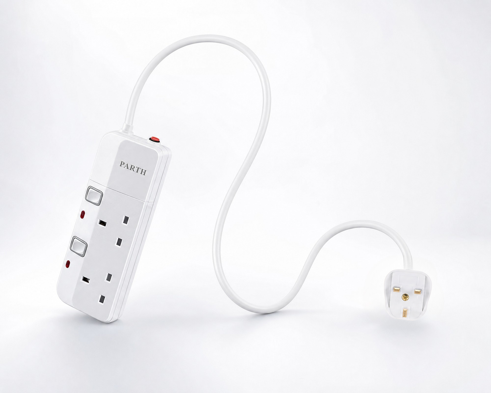PARTH 3022 white 2-socket extension lead