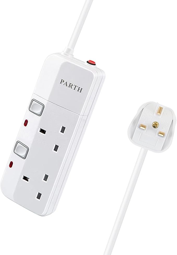 PARTH 3022 3M 2 Socket White Extension Lead