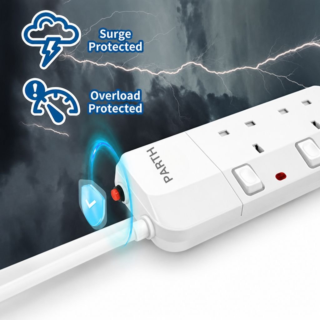 PARTH 3022 3M 2 Socket White Extension Lead image 5