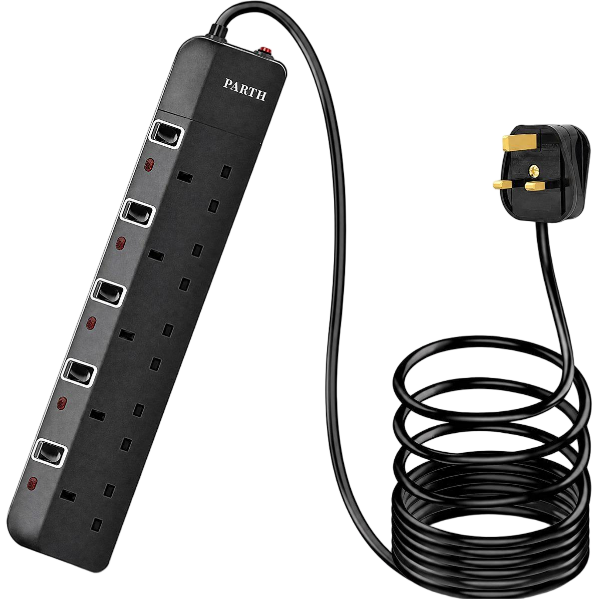3025 2M / 5 Way Black Extension Lead