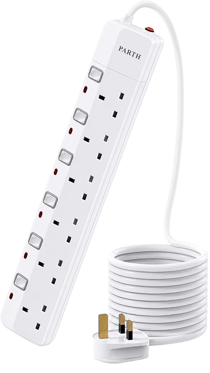 3026 3M / 6 Way White Extension Lead